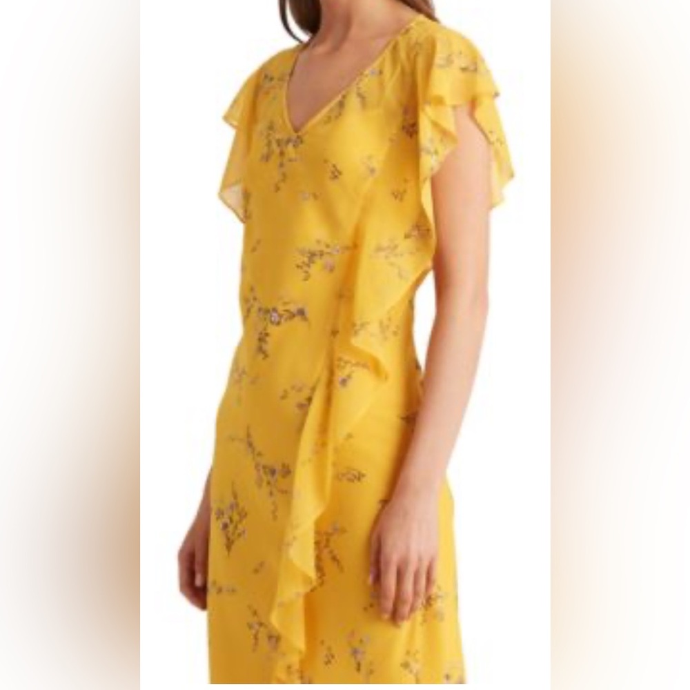 Ralph Lauren Yellow Floral midi dress. NWOT - Picture 3 of 8